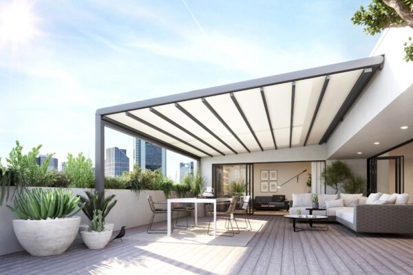 Wetterschutzmarkise für große Terrassen markilux pergola stretch 2